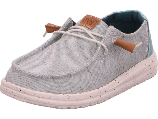 Hey Dude Wendy damesslippers van gemêleerd slubleer in lichtblauw