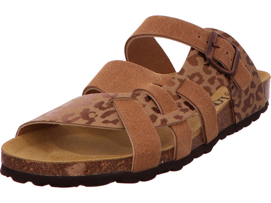 Longo Damen Pantolette  in braun-bunt-kombiniert