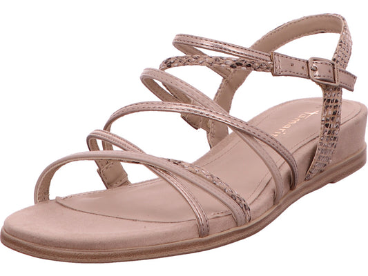 Tamaris Damen Sandalette  in beige-bunt-kombiniert