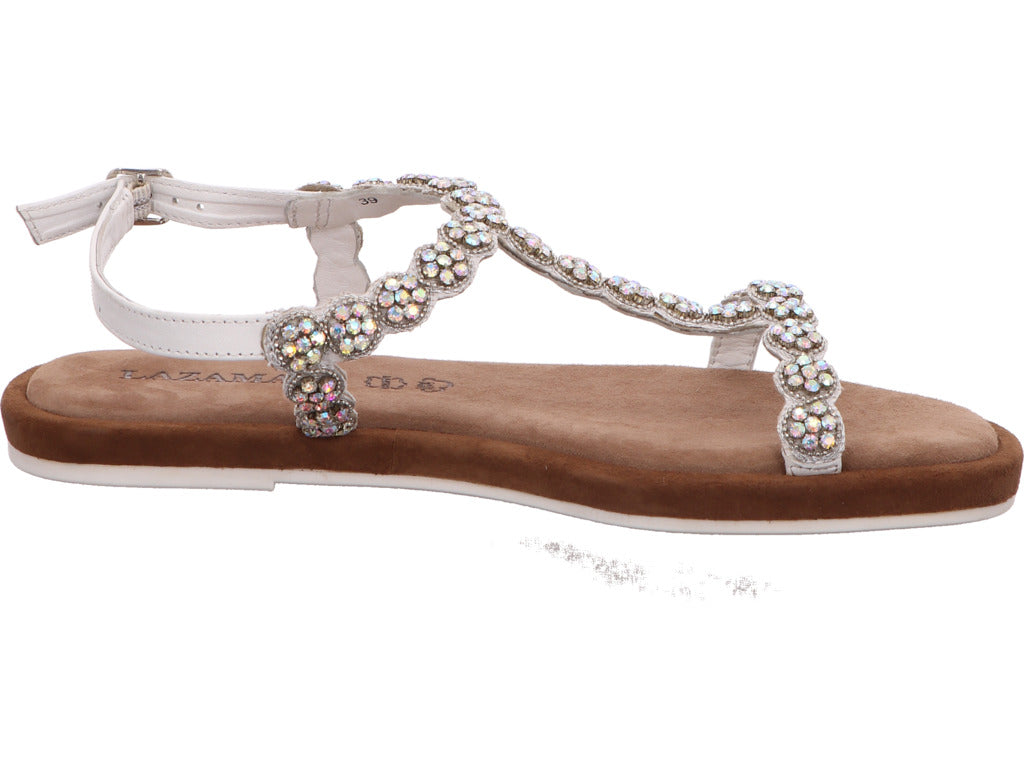 Lazamani Damen Sandalette  in weiß-bunt-kombiniert