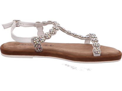 Lazamani Damen Sandalette  in weiß-bunt-kombiniert