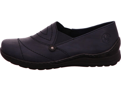 Rieker damesslippers in een blauw-meerkleurige combinatie