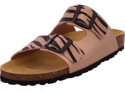 Longo Damen Pantolette  in beige-bunt-kombiniert