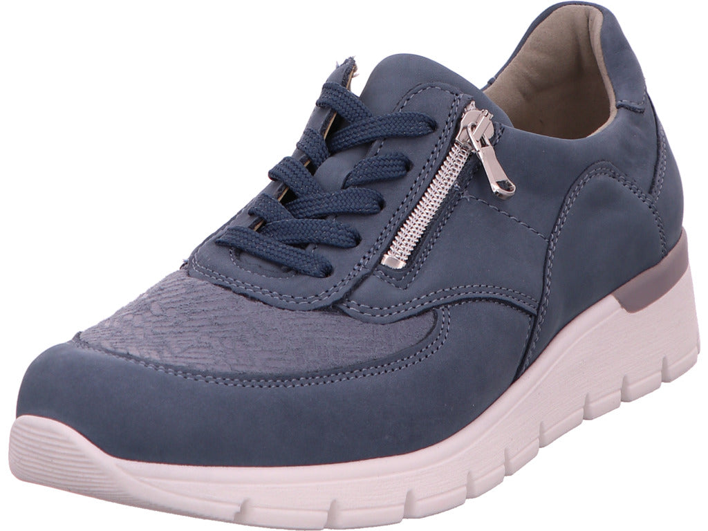 Waldläufer damesschoen met veters K-Ramona in blauw-gecombineerd