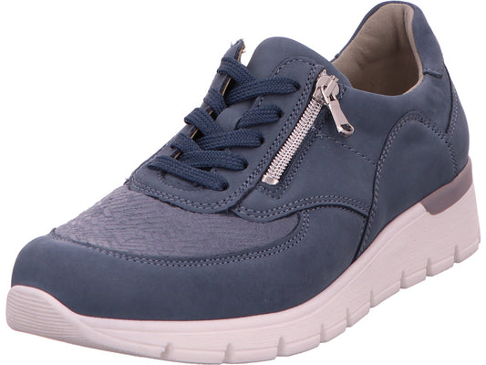 Waldläufer Damen Schnürschuh K-Ramona in blau-kombiniert