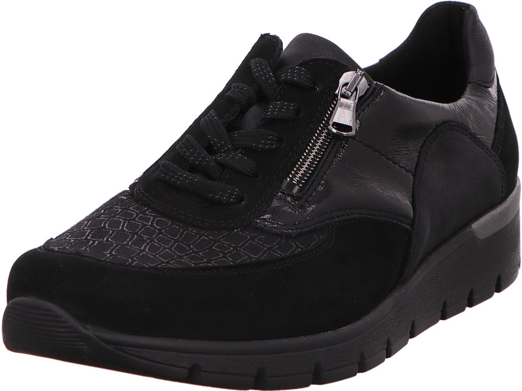 Waldläufer damesschoen met vetersluiting K-Ramona in zwart-composiet