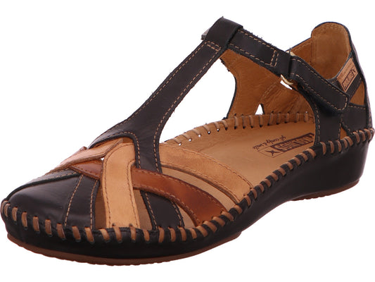 Pikolinos damesslippers P.vallarta in een blauw-multicolor combinatie