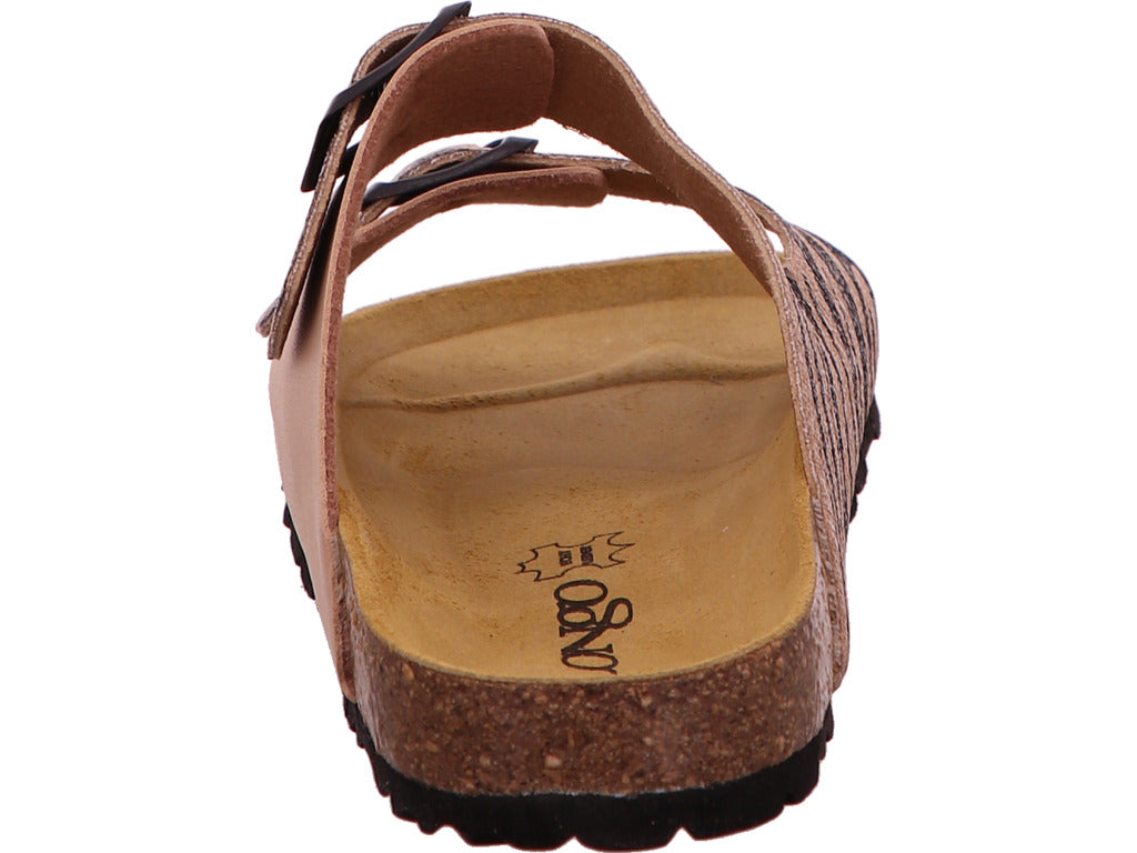 Longo Damen Pantolette  in beige-bunt-kombiniert